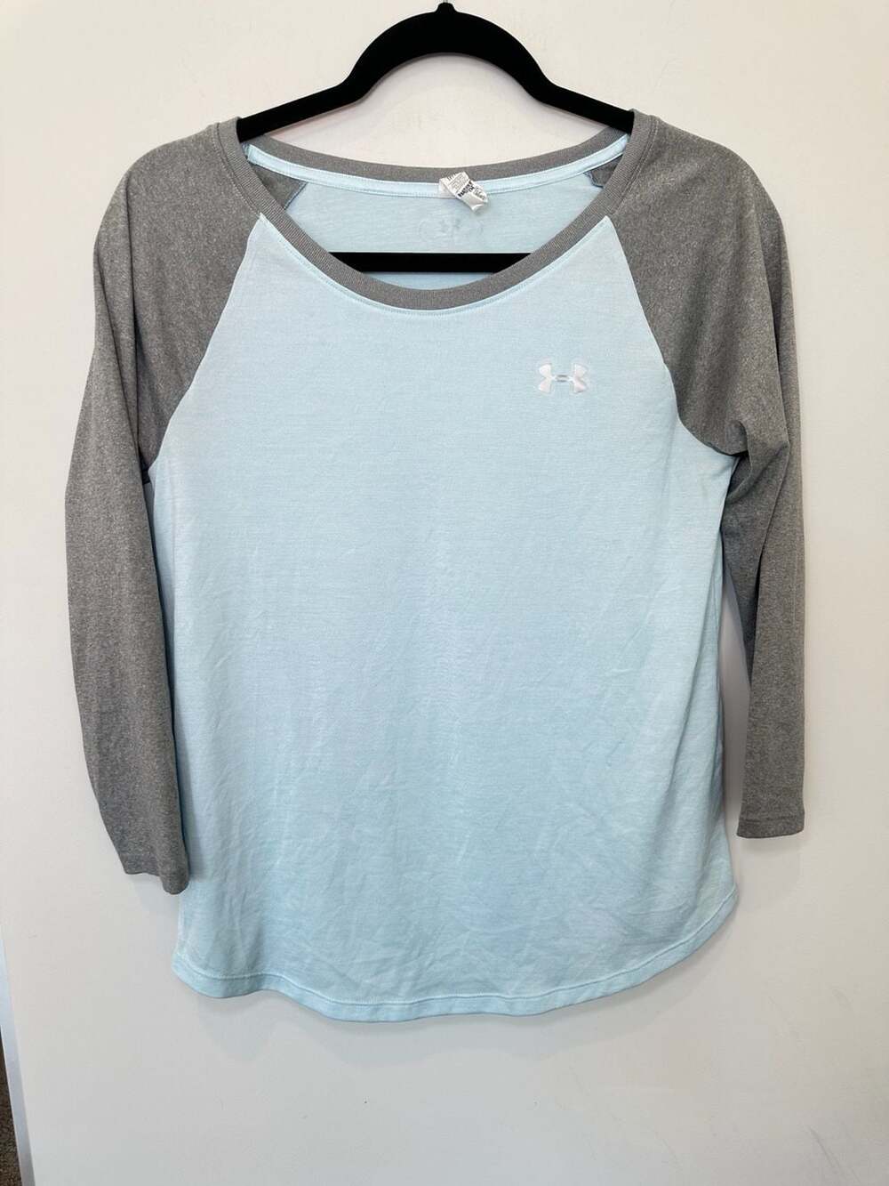 Under Armour HeatGear Raglan 3/4 Sleeve Tee Light Blue Gray XS
